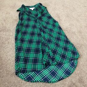 blue and green sleeveless tank top